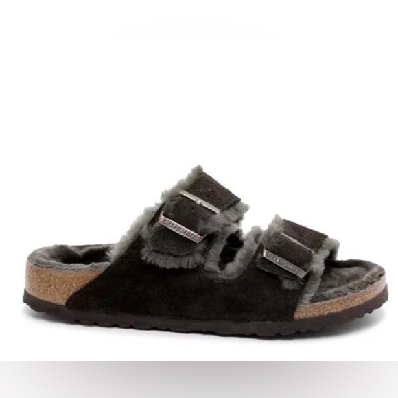 Birkenstock Arizona Shearling Buckle Slides Shoes Sandals, NIB / NWT